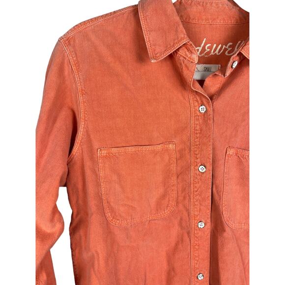 Madewell Casual Brick Orange Long Sleeve Chest Pocket Button Up Shirt Size Small - Picture 5 of 10
